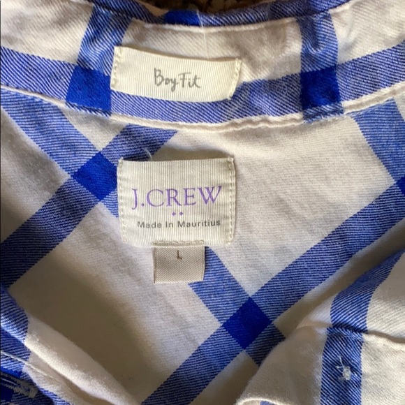 JCrew boy fit blue and white check flannel - Picture 3 of 3